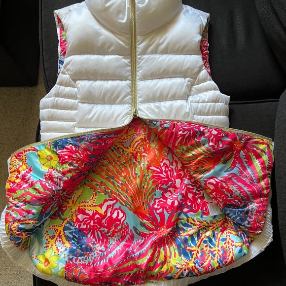 NWT Lilly Pulitzer Allie Down Filled Full Up/Down Zip Puffer Vest Small Floral - Picture 2 of 8